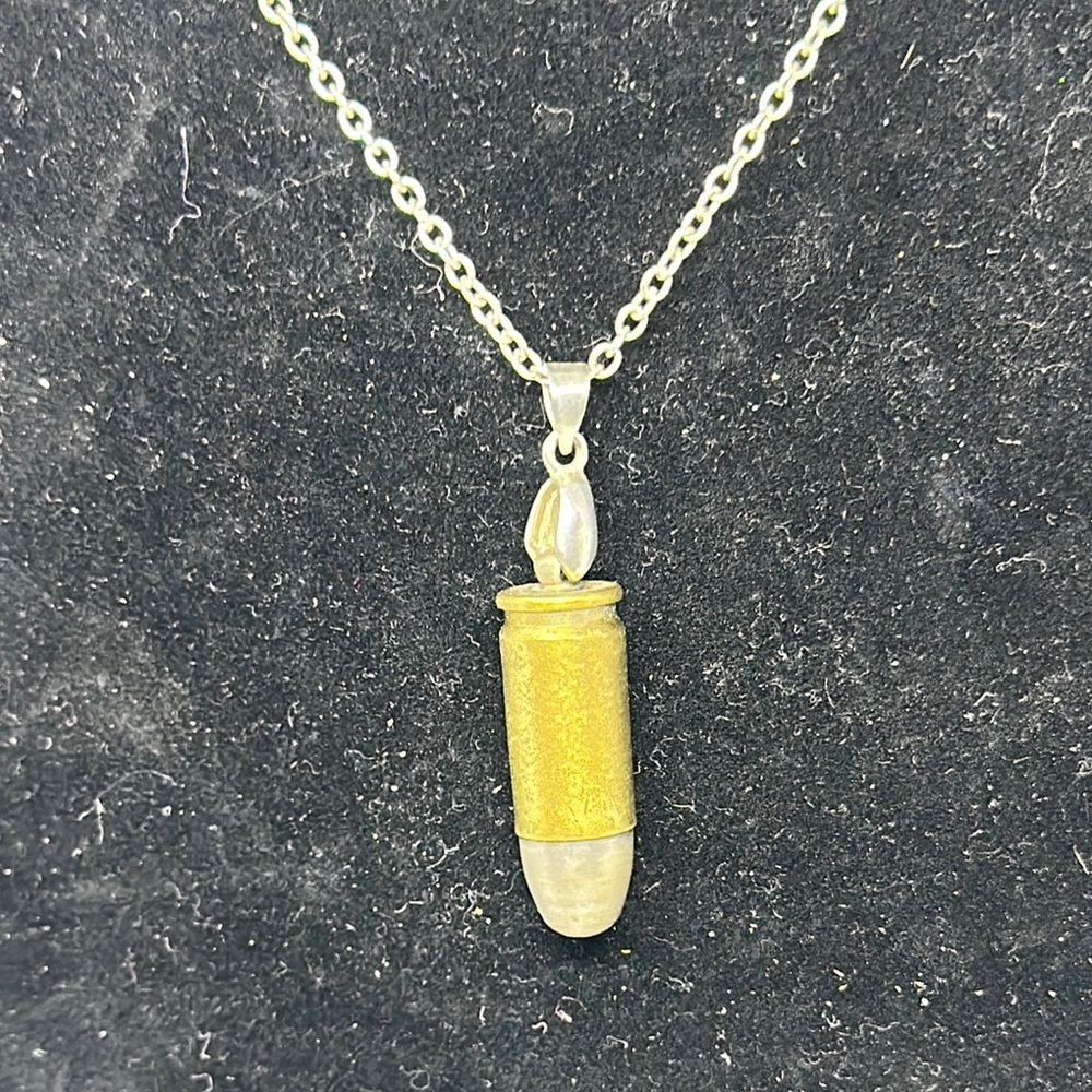 Gold and Silver Bullet Pendant Necklace